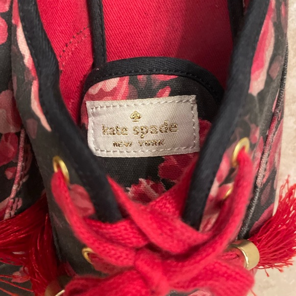 Kate Spade Keds Women's Floral Sneakers in Black and Red/Pink - Picture 4 of 6